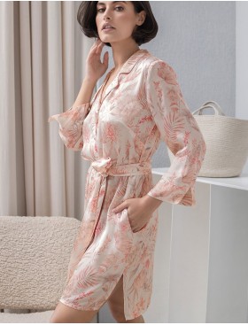 Шелковая рубашка-халат Mia-Amore MOLLY 1927, Цвет: персиковый, Размеры: L, изображение 3