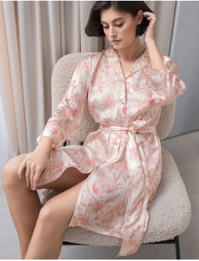 Шелковая рубашка-халат Mia-Amore MOLLY 1927, Цвет: персиковый, Размеры: L, изображение 4