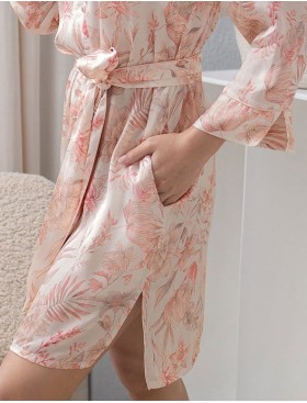 Шелковая рубашка-халат Mia-Amore MOLLY 1927, Цвет: персиковый, Размеры: L, изображение 5