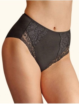 Хлопковые трусы макси с кружевной отделкой Janira LACE COTTON BAND 1032081 negro, Цвет: negro (черный), Размеры: L