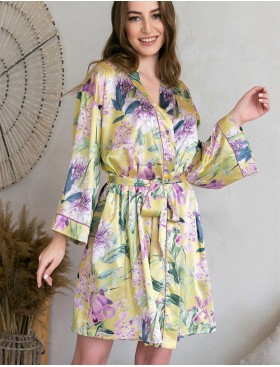 Короткий шелковый халат Mia-Amore IOLANTA 3953, Цвет: мультицвет, Размеры: 2XL/3XL