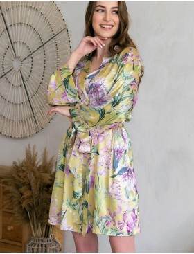 Короткий шелковый халат Mia-Amore IOLANTA 3953, Цвет: мультицвет, Размеры: 2XL/3XL, изображение 3