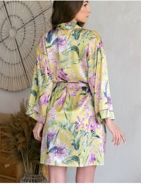 Короткий шелковый халат Mia-Amore IOLANTA 3953, Цвет: мультицвет, Размеры: 2XL/3XL, изображение 2