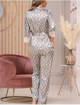 Пижама атласная жакет и брюки Mia-Amore PALERMO 9696, Цвет: оригинал, Размеры: L, изображение 2