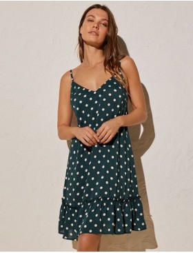 Пляжный сарафан с рюшей Ysabel Mora 85954 зеленый/белый, Цвет: зеленый/белый, Размеры: L