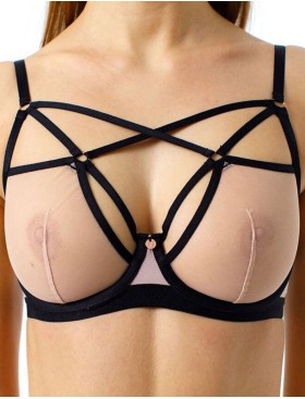 Бюстгальтер сеточка со стрэпами Coquette Revue TOPLESS 83126-25, Цвет: телесный, Размеры: 80F