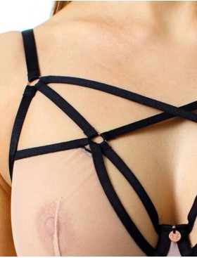 Бюстгальтер сеточка со стрэпами Coquette Revue TOPLESS 83126-25, Цвет: телесный, Размеры: 80F, изображение 4