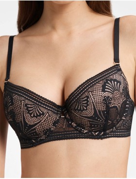 Бюстгальтер со съемным пуш-ап Esotiq TINGLE 40170 черный+бежевый, Цвет: черный+бежевый, Размеры: 80C
