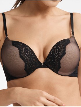 Бюстгальтер двойной пуш-ап Esotiq KENDRA 40533 черный+бежевый, Цвет: черный+бежевый, Размеры: 80B
