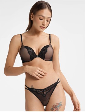 Бюстгальтер двойной пуш-ап Esotiq KENDRA 40533 черный+бежевый, Цвет: черный+бежевый, Размеры: 80B, изображение 5