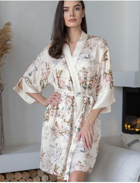 Короткий шелковый халат Mia-Amore AMELY 5043 молоко, Цвет: молоко, Размеры: L/XL