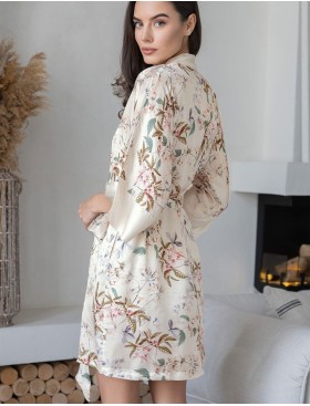 Короткий шелковый халат Mia-Amore AMELY 5043 молоко, Цвет: молоко, Размеры: L/XL, изображение 2