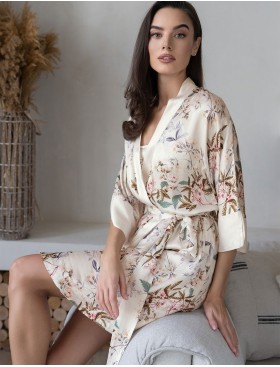 Короткий шелковый халат Mia-Amore AMELY 5043 молоко, Цвет: молоко, Размеры: L/XL, изображение 3