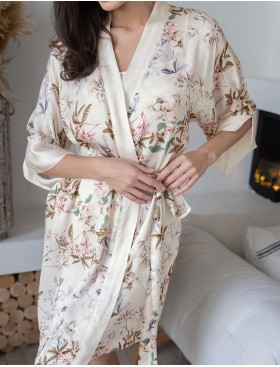 Короткий шелковый халат Mia-Amore AMELY 5043 молоко, Цвет: молоко, Размеры: L/XL, изображение 4