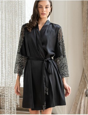 Атласный халат Mia-Amore MISTY 7263 черный, Цвет: черный, Размеры: L/XL, изображение 4