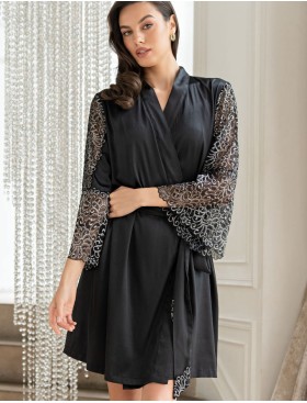 Атласный халат Mia-Amore MISTY 7263 черный, Цвет: черный, Размеры: L/XL