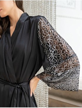 Атласный халат Mia-Amore MISTY 7263 черный, Цвет: черный, Размеры: L/XL, изображение 5