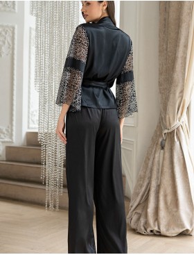 Комплект тройка из атласа и кружева Mia-Amore MISTY 7266 черный, Цвет: черный, Размеры: L, изображение 4