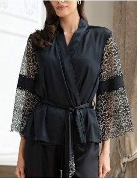 Комплект тройка из атласа и кружева Mia-Amore MISTY 7266 черный, Цвет: черный, Размеры: L, изображение 5