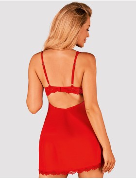 Сорочка и стринги Obsessive AMOR CHEMISE CHERRIS, Цвет: красный, Размеры: S/M, изображение 2