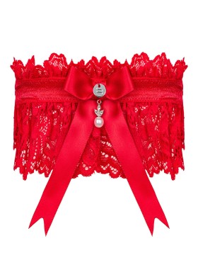 Кружевная подвязка Obsessive AMOR GARTER CHERRIS, Цвет: красный, Размеры: UN, изображение 2