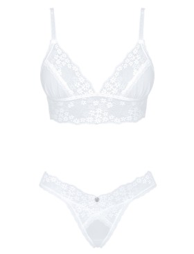 Кружевной комплект Obsessive HEAVENLLY SET, Цвет: белый, Размеры: XL/2XL, изображение 3