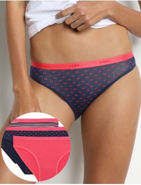 Набор хлопковых трусиков Dim LES POCKETS COTON 4C17 розы - 3 штуки, Цвет: розы, Размеры: L/XL