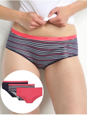 Набор хлопковых трусов брифов Dim LES POCKETS COTON 4C20 розы - 3 штуки, Цвет: розы, Размеры: L/XL