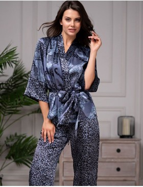 Шелковый комплект-тройка с брюками Mia-Amore AMAZONKA 8666 дельфин, Цвет: дельфин, Размеры: L