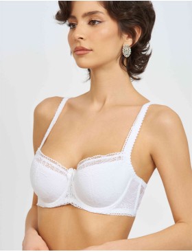 Бюстгальтер балконет Simona M 608 белая-сетка, Цвет: белая-сетка, Размеры: 90B, изображение 5