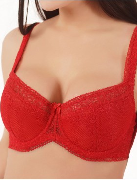 Бюстгальтер балконет Simona M 608 красный-сетка, Цвет: красно-сетка, Размеры: 75G