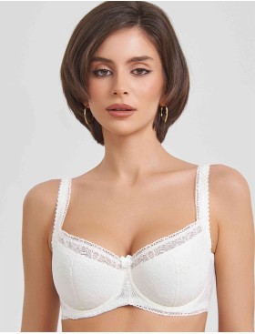 Бюстгальтер балконет Simona M 608 молоко-сетка, Цвет: молоко-сетка, Размеры: 90B, изображение 3