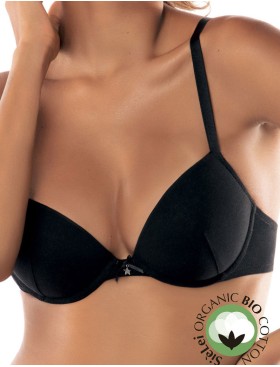 Хлопковый бюстгальтер пуш-ап Sielei NATURAL COTTON 1444 nero, Цвет: nero (черный), Размеры: 70B