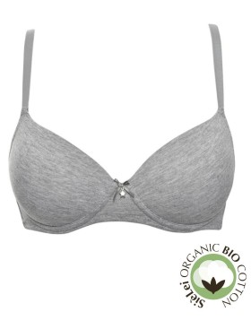 Бюстгальтер пуш-ап без косточек хлопок Sielei NATURAL COTTON 1456 grigio melange, Цвет: grigio melange, Размеры: 75B, изображение 2