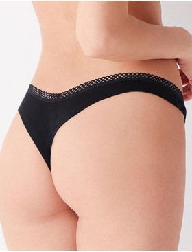 Трусики бразилиана с кружевом Cotonella ADA71 CHARME nero, Цвет: nero (черный), Размеры: XL, изображение 2