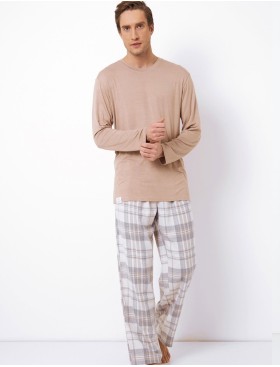Пижама мужская со штанами Aruelle AIDEN, Цвет: серый/бежевый, Размеры: M, изображение 2