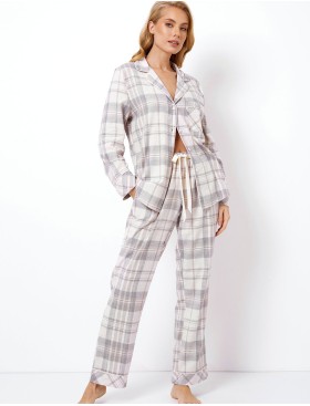 Фланелевая пижама с брюками Aruelle AVERY, Цвет: серый/бежевый, Размеры: S, изображение 2