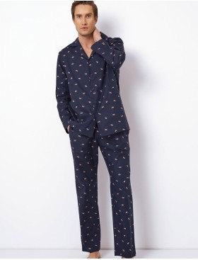 Мужская пижама из хлопка Aruelle BENJAMIN, Цвет: темно-синий, Размеры: M, изображение 2