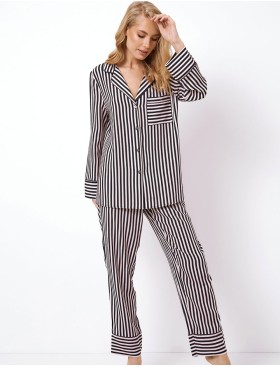 Полосатая пижама с брюками из вискозы Aruelle BRITTANY, Цвет: черный/розовый, Размеры: S, изображение 2