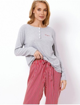 Вискозная пижама с брюками Aruelle CAMY, Цвет: красный/серый, Размеры: M