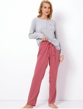 Вискозная пижама с брюками Aruelle CAMY, Цвет: красный/серый, Размеры: M, изображение 2