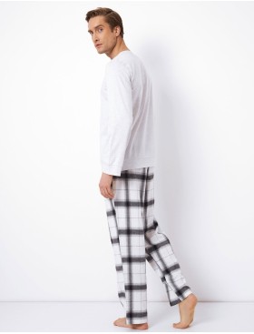 Мужская пижама с фланелевыми штанами Aruelle COOPER, Цвет: серый/белый, Размеры: M, изображение 3