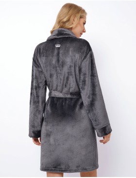 Плюшевый женский халат Aruelle EVA DARK GREY, Цвет: темно-серый, Размеры: 2XL, изображение 3
