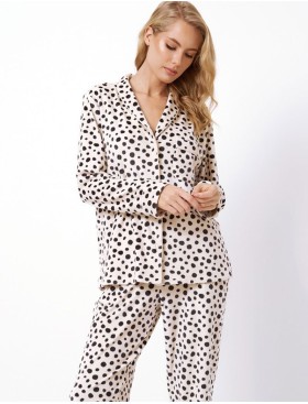 Пижама женская со штанами Aruelle GIANNA SET SOFT, Цвет: бежевый/черный, Размеры: M