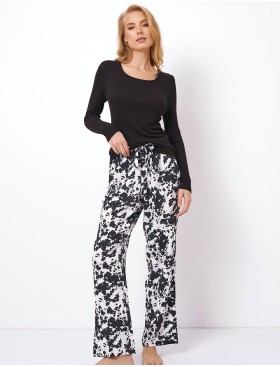 Пижама с брюками из вискозы Aruelle MAILA, Цвет: черный/белый, Размеры: 2XL, изображение 2