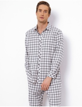 Фланелевая мужская пижама Aruelle SAMUEL, Цвет: серый/белый, Размеры: M
