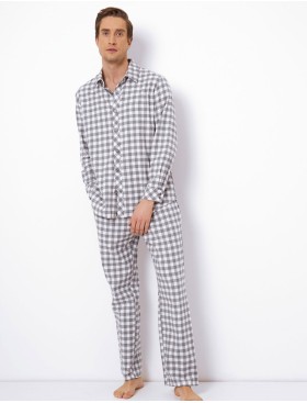 Фланелевая мужская пижама Aruelle SAMUEL, Цвет: серый/белый, Размеры: M, изображение 2