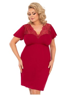 Бордовая сорочка с короткими рукавами Donna DORIS PLUS nightdress, Цвет: бордовый, Размеры: 5XL