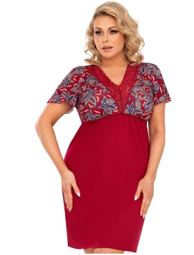 Сорочка с короткими рукавами Donna RITA PLUS nightdress, Цвет: бордовый, Размеры: 5XL