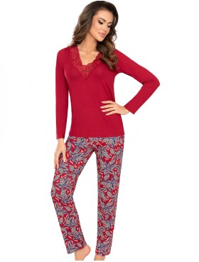 Женская пижама из вискозы Donna RITA long pyjamas, Цвет: бордовый, Размеры: S, изображение 2